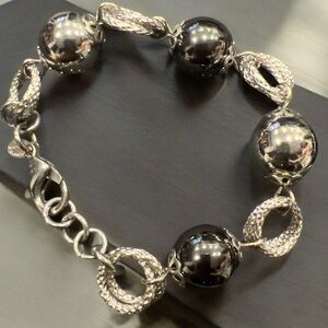 Simona Collini Beaded Hematite Bracelet with Lobster Clasp